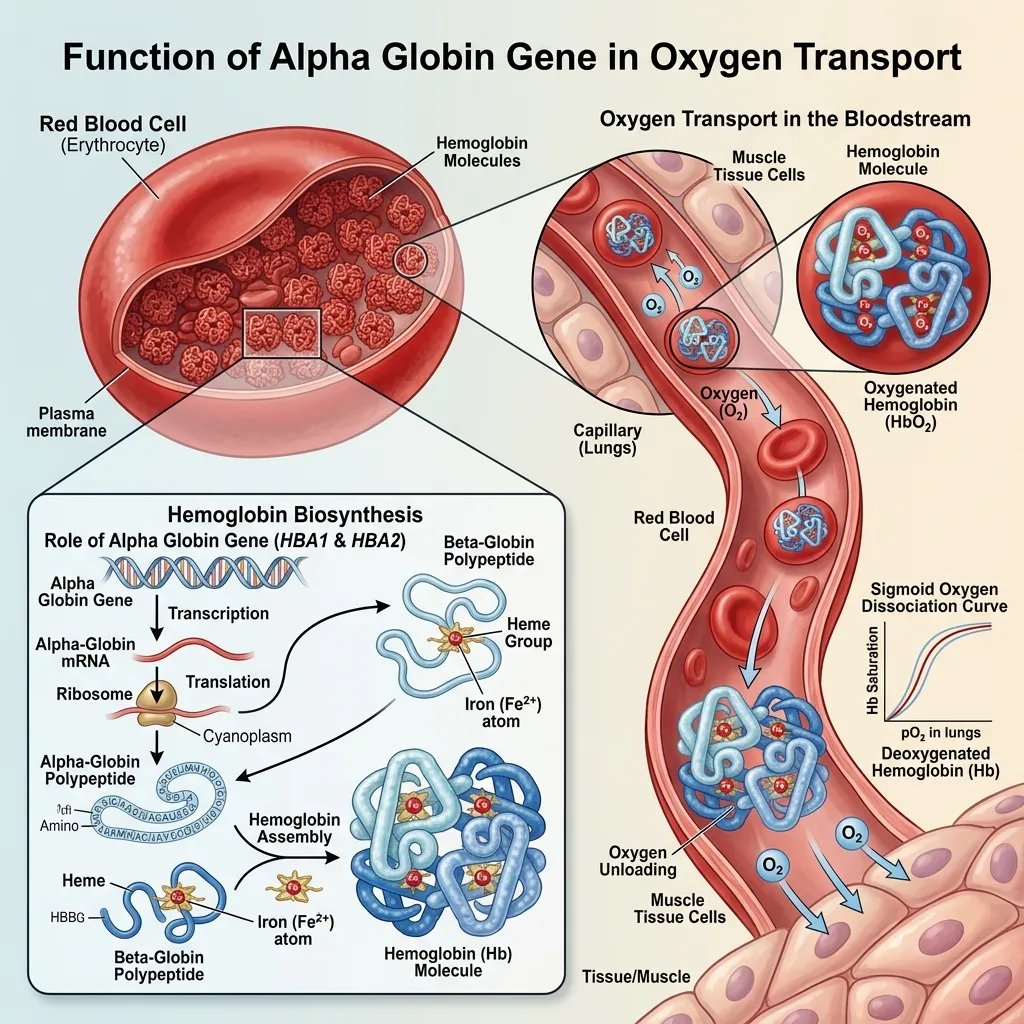 Alpha globin gene and oxygen transport