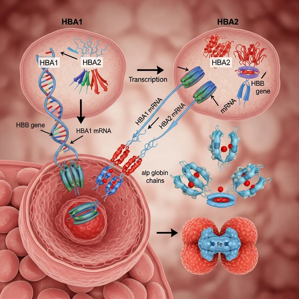 HBA1 and HBA2 genes in hemoglobin production